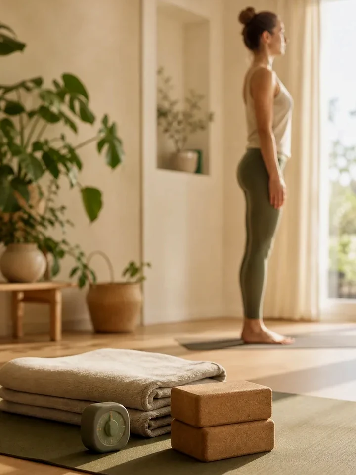 Repères de yoga adapté pour pratiquer avec stabilité et confort.